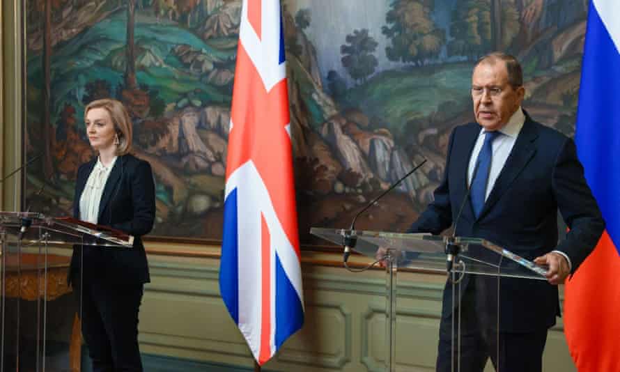 Russian Foreign Minister Sergei Lavrov with Liz Truss in Moscow last week.