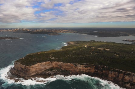An aerial view of North Head and Sydney Harbour looking towards the city