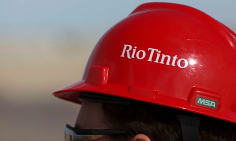 The Rio Tinto logo on a helmet