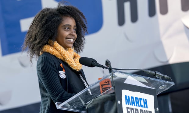 Naomi Wadler, 11, speaks during the March for Our Lives rally in Washington on 24 March 2018.