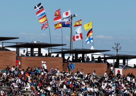 Spectators in the stands at Suzuka circuit before the race