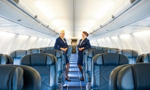 Female stewards aboard Rynair's first corporate jet