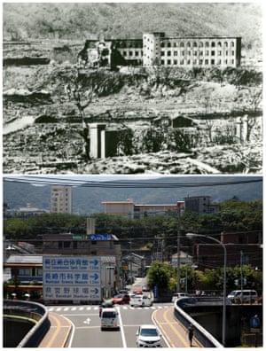 The ruins of the Shiroyama National School, which was destroyed in Nagasaki 