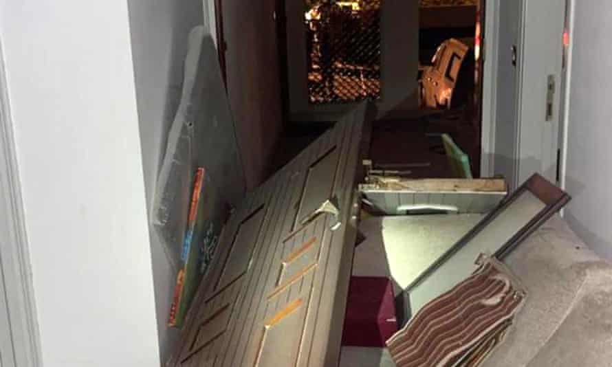 Damage caused by a drone attack to the residence of Iraqi prime minister Mustafa al-Kadhemi