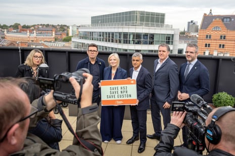 Five Labour metro mayor opposed to the cancellation of phase 2 of HS2. From ledft to right, Andy Burnham, Tracy Brabin, Sadiq Khan, Steve Rotheram and Oliver Coppard