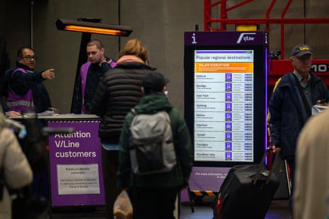 Disrupted V-Line services at Southern Cross Station in Melbourne on Wednesday morning. Australia’s largest mobile network was hit with an outage that has affected thousands of users.