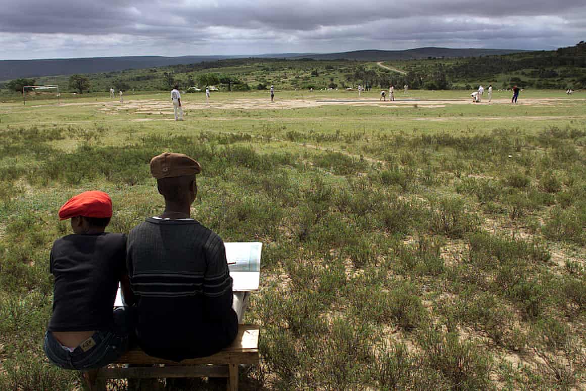 Scorers take up their positions as a match gets under way during the “Amacal’egusha” (half a sheep) village cricket tournament near Middledrift in South Africa