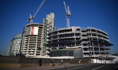 A construction site in the Battersea area of London.
