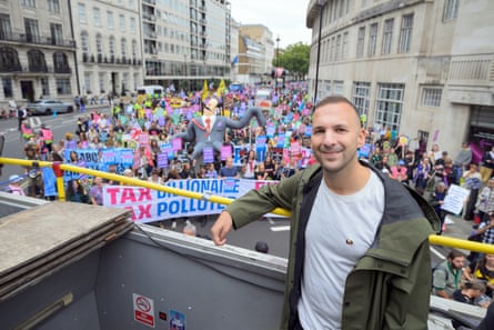 Polanski, leader of the Green party, at a protest in London in September calling for higher taxes on the super-rich.