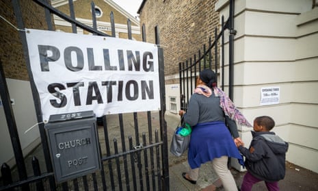 The polling station at New Cross Road baptist church in Lewisham, London in May 2015.