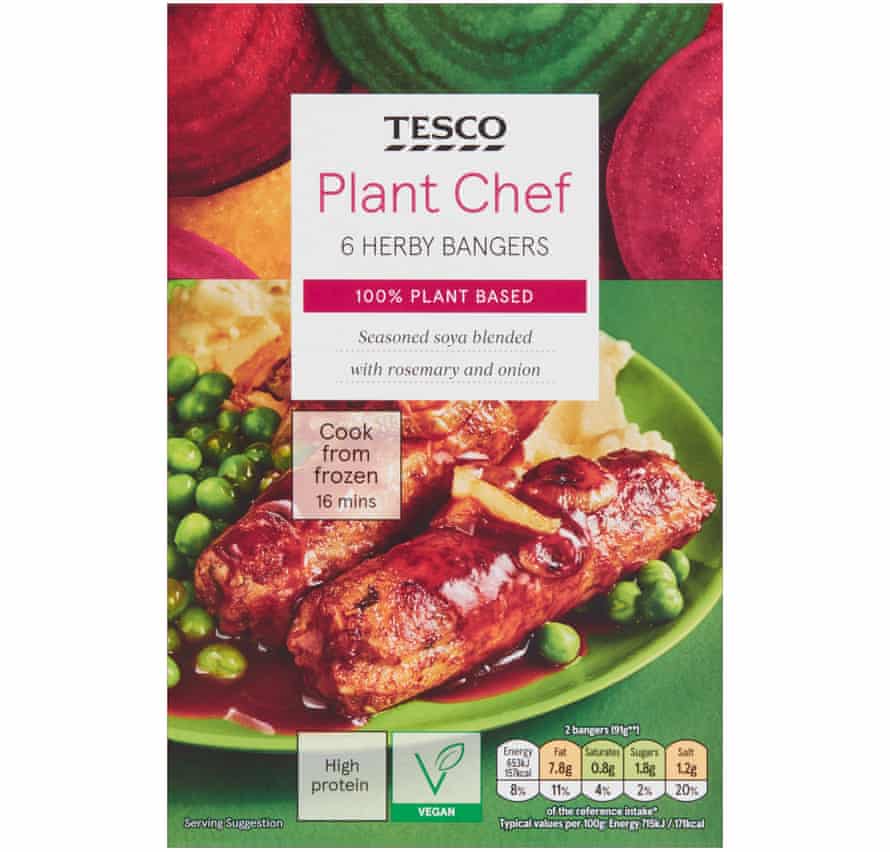 Tesco Plant Chef herby bangers