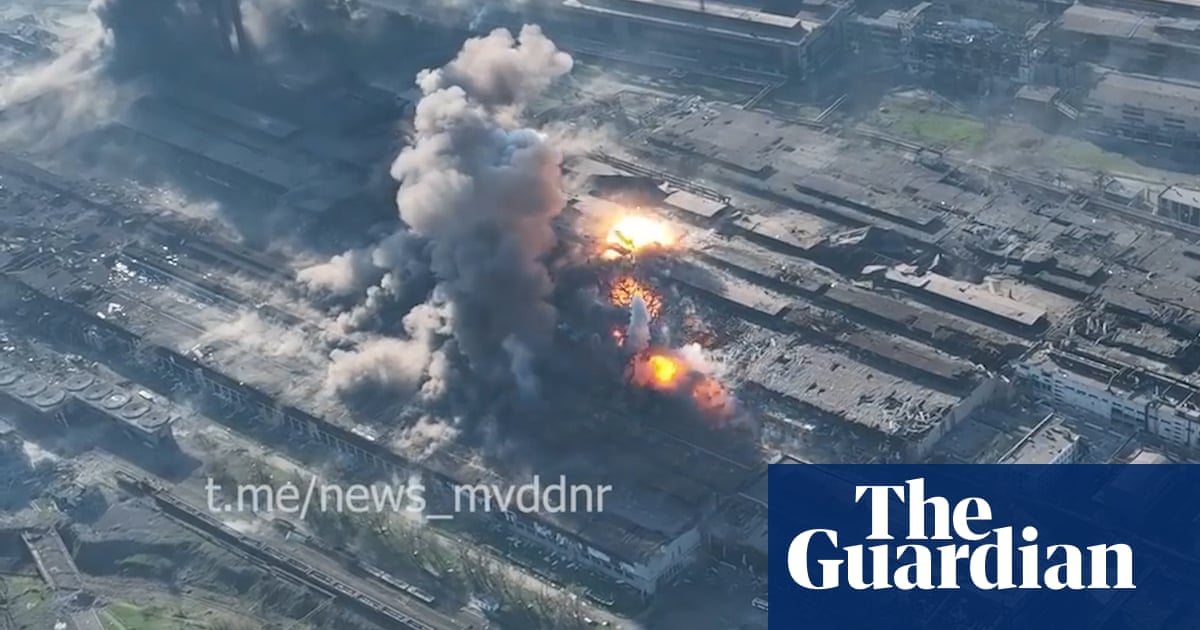 Video appears to show attack on Ukraine's Azovstal steelworks – video