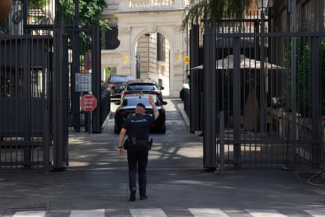 A motorcade arrives at the US embassy in Rome where ambassadors-level talks between Israel and Lebanon are expected to take place on Tuesday.
