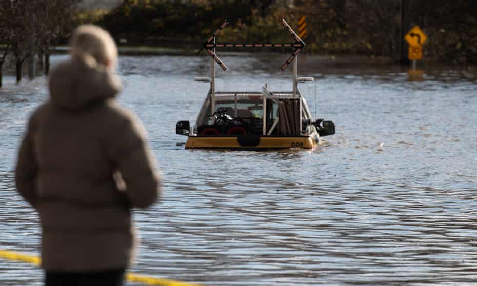 Flooding is seen in Abbotsford, British Columbia, on 16 November.