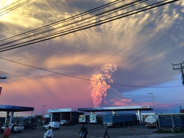 A view from Puerto Varas, southern Chile, of the eruption.