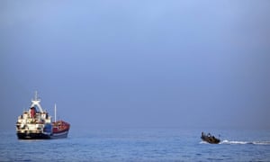 The Israeli navy pursues a ship seeking to carry humanitarian aid to Gaza on 31 May 2010 in the Mediterranean sea.