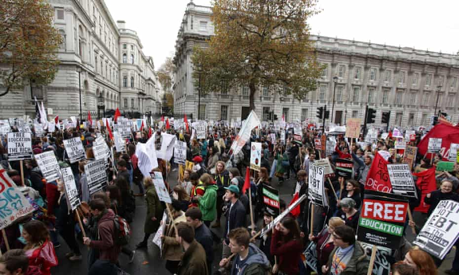 Protesters call for the abolition of tuition fees and an end to student debt in London last November.
