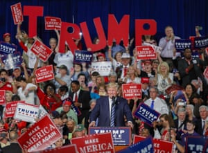 Donald Trump speaks during a campaign rally in Charlotte, North Carolina, in October 2016. A nativist, populist message helped him win the presidency that year.