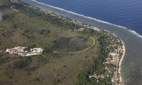 An aerial photo of Nauru that shows the offshore processing centre