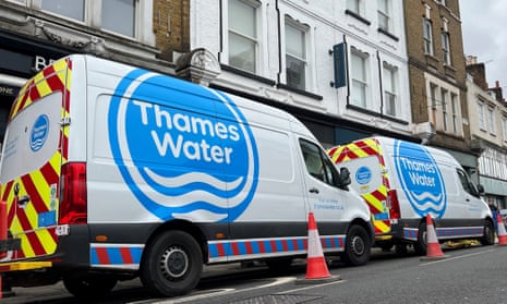 Thames Water vans are parked as repair and maintenance work takes place, in London.