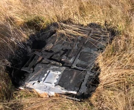 A large rectangle piece of charred metal that Brad Tucker, an astrophysicist at the Australian National University believes is part of a SpaceX mission.