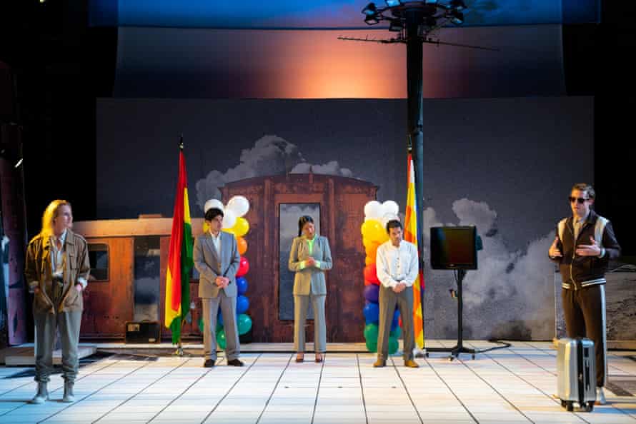 Genevieve O’Reilly, Marcello Cruz, Jaye Griffiths, Carlo Albán and Arthur Darvill in Rare Earth Mettle at the Royal Court.