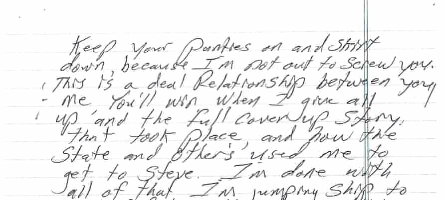 An excerpt from Evans's letter.