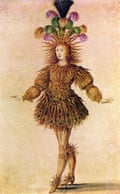 The ballet costume worn by Louis XIV as Apollo, the Sun God in Ballet Royal de la Nuit in the exhibition at the Kunstmuseum in The Hague.