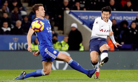Son Heung-min curls in a brilliant shot to give Spurs the lead.