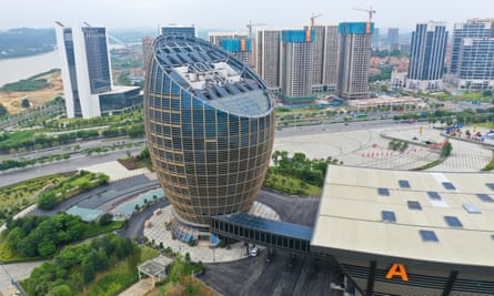 Aerial view of the strange egg-shaped office building in Liuzhou city, south China’s Guangxi province
