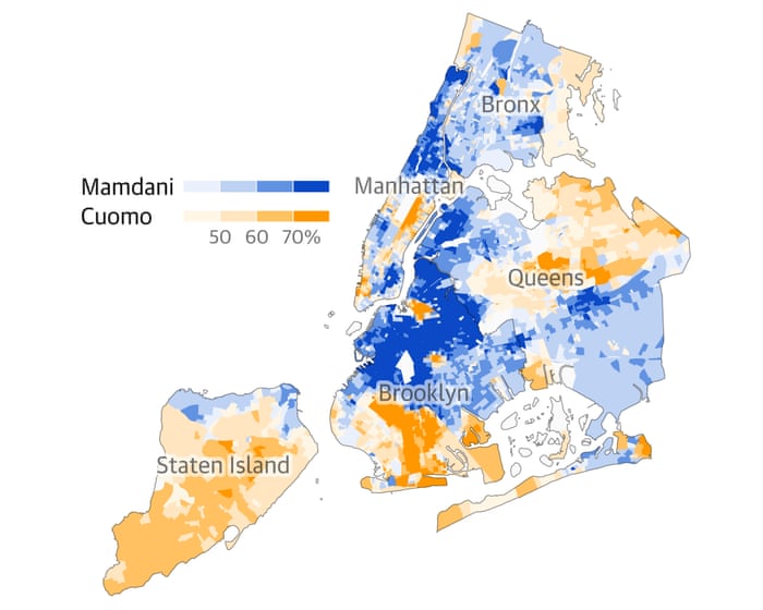 Where the vote for Mamdani was strongest in New York City