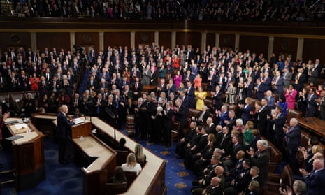 President Joe Biden delivers his State of the Union speech at the Capitol, Washington DC on 7 February 2023.