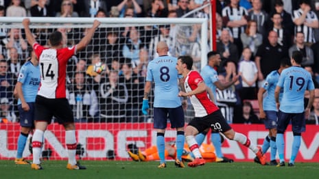 Southampton’s Manolo Gabbiadini celebrates scoring their first goal.