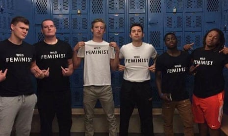 Centennial High Schoo, Oregon A picture of basketball, football, soccer and cross country athletes in a locker room at the Gresham school, wearing shirts that say "Wild Feminist" has been shared over a thousand times already on Facebook. The caption to the picture reads: "Sexual Assault is not locker room banter. #wildfeminist #reptheC."