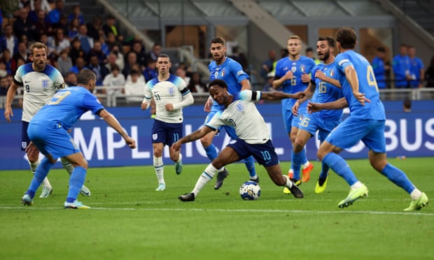 England’s Raheem Sterling on the ball.