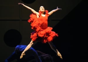 Dancer in bright red dress