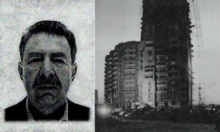 A page from the investigators’ file showing Sergei Korobeinikov and the block of flats from which he fell to his death.