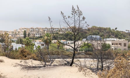 Lindos Imperial resort and spa among a scarred landscape.