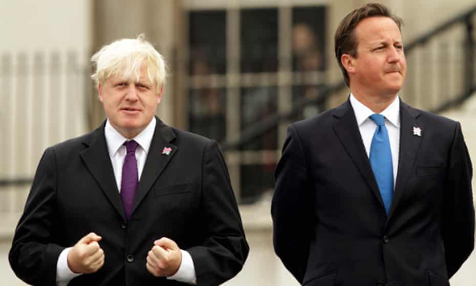 ‘I have never encountered a senior British politician who lies so regularly, so shamelessly’ ... Oborne on Johnson, left, with David Cameron in 2012.