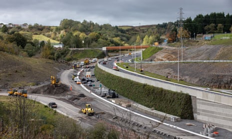 Road construction work in Brynmawr, Wales