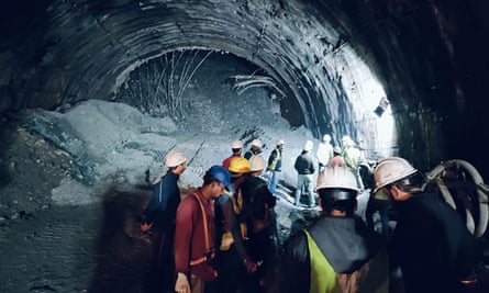 Rescue operation in Uttarakhand after the under-construction tunnel collapsed.
