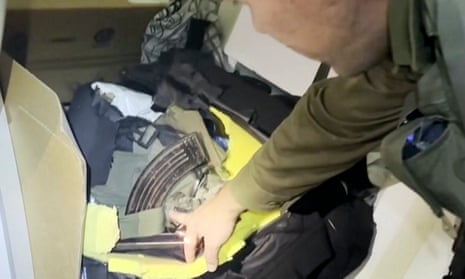 Still taken from a video released by the Israeli Defense Forces showing guns