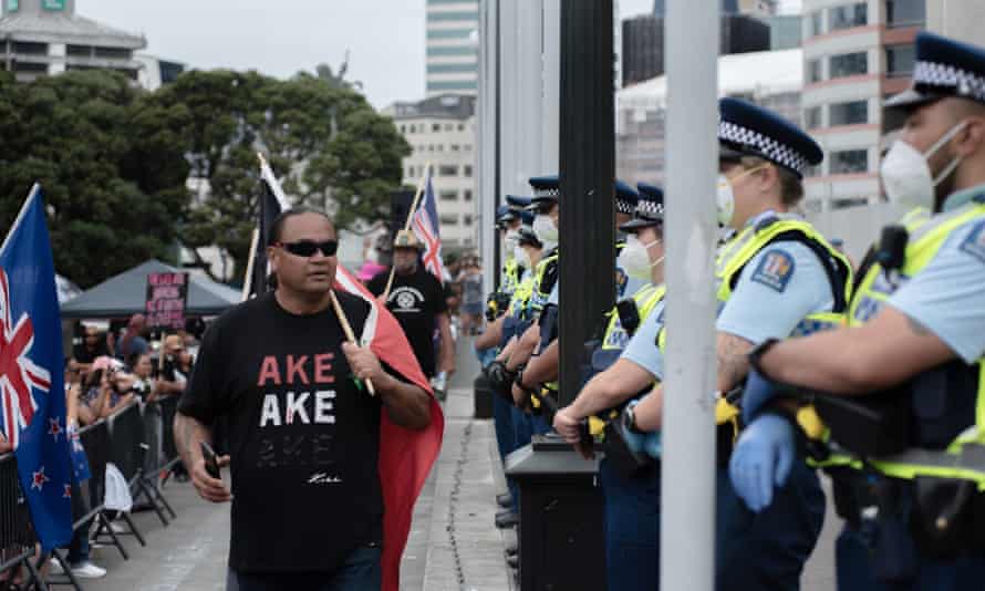 police form a barrier