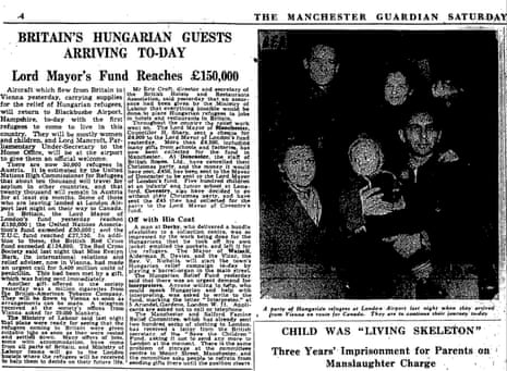 Manchester Guardian coverage of Britain’s response to Hungarian refugees in 1956