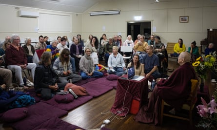 Robina Courtin speaks at the Milton NSW Country Women’s Association hall, in a talk organised by the Manjushri Buddhist Centre.