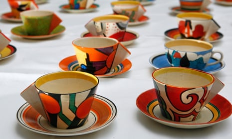 Teacups designed by Clarice Cliff sold at Bonhams, London, in 2008.