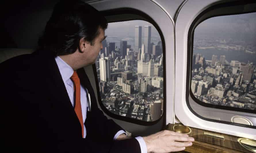 Donald Trump looks down from his personal helicopter in 1987 on Manhattan, where he had always dreamed of expanding his property empire.