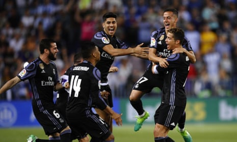Cristiano Ronaldo of Real Madrid celebrates following his team's 2-0 in  2023