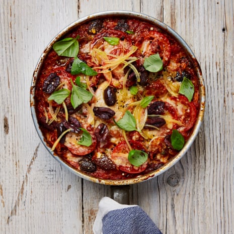Yotam Ottolenghi’s baked orzo puttanesca.