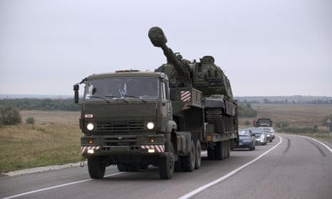 A Russian military truck about six miles from the Russia-Ukrainian border control point in Donetsk, in August 2014.